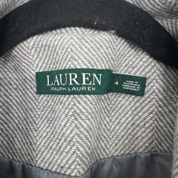 Lauren Ralph Lauren Gray Wool Blend Herringbone Coat Size 4 - Picture 2 of 5